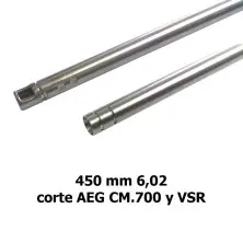 Cañón 450 mm 6,02 stainless steel AEG y VSR Fijo Custom