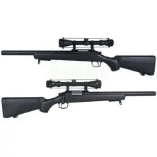 Sniper airsoft muelle MB02 negro WELL con bípode y mira