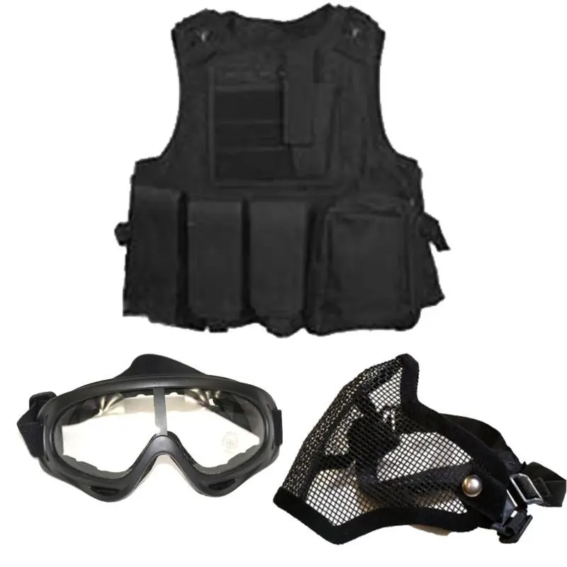 Pack chaleco negro + gafas + máscara